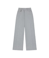 Cover Stitch Belt Wide Sweat Pants - MELANGE GRAY