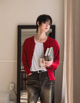 Flat Damage Knit Cardigan