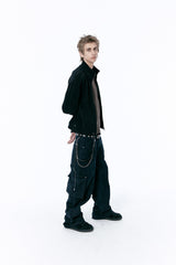 (BASE) MONO KNIT ZIP UP (BLACK)