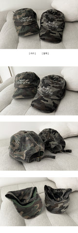 Nita washing lettering embroidery camo ball cap