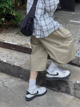 ピンタックツイルバミューダパンツ3C