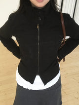 High-neck slim jumper