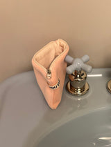 Terry flat pouch - peach , M size