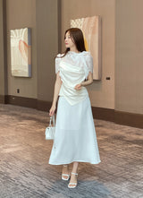 Nilo Tie Color Matching Drape Blouse