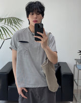 Tez diagonal Henley neck t-shirt