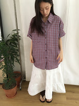 26SS★ [BAONHAUS] キネンズオーバーチェック半袖シャツ
