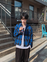 Ombre Over Check Crop Shirt