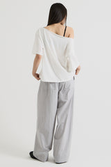 ワンショルダーTシャツ, White