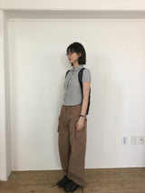 Seersucker キャップスリーブシャツ