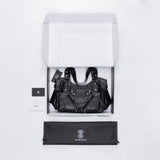 Studded Leather Shoulder Bag (Black)