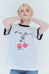 チェリーリンガーTシャツ_ホワイト/ブラック