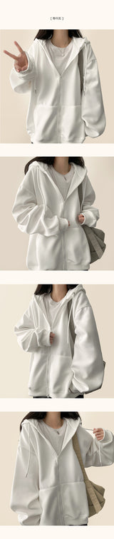 Moss Basic Boxy Hoodie Zip-Up