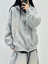 cat brush fleece hood zip-up