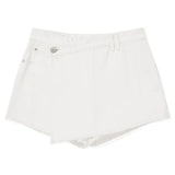 KIRSH PLAIN SEMI WIDE DENIM SKIRT PANTS - WHITE