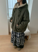 Felch Check Wool Quilted Bomber Padding Jumper