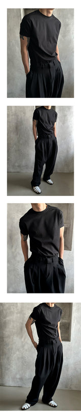 [PREMIUM][MUSCLE FIT] ショルダーラインマッスルハーフTシャツ(3color)