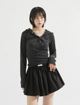 ラップフード付きクロップトップ
