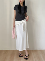[Scarf SET] Pleated H-Line Long Skirt