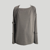 スリップネックオーバーロックトップ : GREY