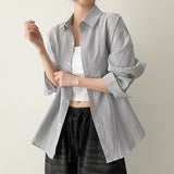 Pastel 💛 Thin Stripe Loose Fit Summer Long-Sleeved Shirt (6 colors)