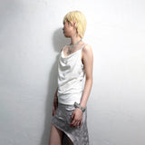 GLITTER COWL NECK CAMISOLE: WHITE