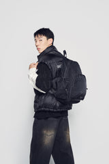 24FW BASIC LOGO STITCH NYLON BACKPACK BLACK