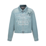 13DE MARZO Denim Frayed Embroidered Jacket