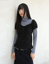 SOFT SHIRRING T-SHIRT(BLACK)