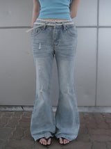Naon Lace Washing Bootcut Denim Pants