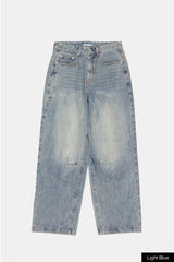 Answer wrinkle washed wide denim pants