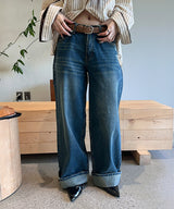 [4season] Wide roll up denim pants(3color)