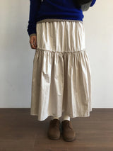 Chatin frill long skirt (2color)