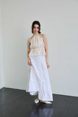 PEARL HALTERNECK TOP / IVORY