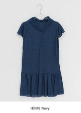 Vail Cap Sleeves Frill Shirring Layered Snap Hood One Piece