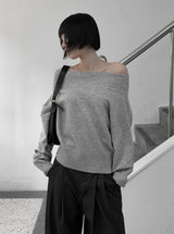 Leno One-Shoulder Off-Knit Top