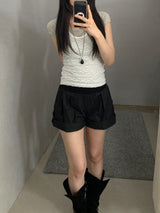 Teagan Roll-up Elastic-Waist Shorts