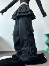 フリースピカブル❤リボンカンカンブーツカットワイド2スタイルパンツ🖤🩶🤎💛5カラー