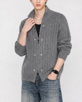 (UNISEX) Rivet Ribbed Knit Zip-Up