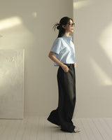 [BELLIDE MADE] Standard semi-cropped short-sleeved shirt & blouse