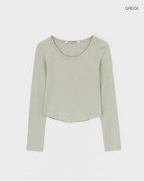 [B-BASIC] Basic Cotton Modal U-Neck Long Sleeve Tee (2 SIZE)
