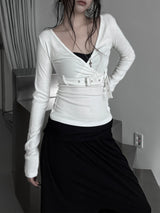 belted wrap V-neck T (2color)