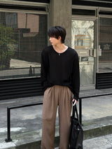 [1+1] LMN Roé Summer Boat Neck Oversized Knit Long Sleeve Tee (4 colors)