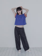 NYLON STUD PINTUCK PANTS (DARK GREY)