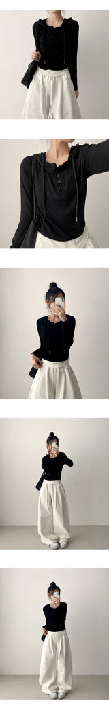 [short, basic, long choice*] League banding pintuck cotton wide pants (4 colors)