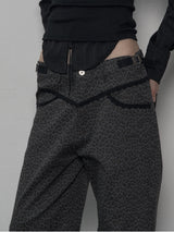 LEOPARD LACE PANTS CHACOAL