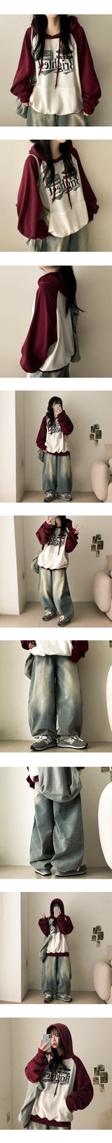 Leaf raglan colored hoodie