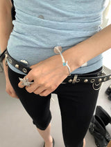 Matt silver blue star bangle
