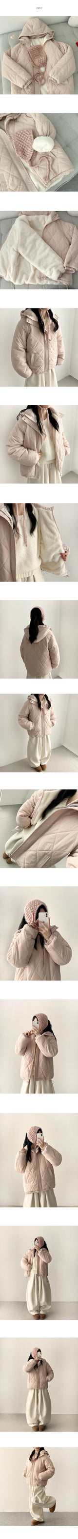 MOA Diamond Quilting Raglan Boxy Fit Hooded Padded