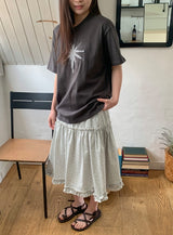 Bihina Flower Shirring Long Skirt