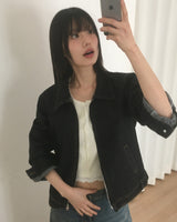 Vocket denim stitch two-way zip-up jacket
